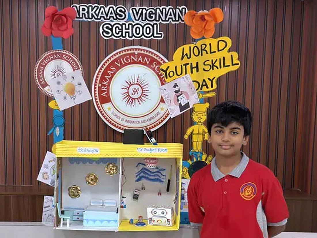 Student presenting a handmade project at World Youth Skills Day Student presenting a handmade project at World Youth Skills Day